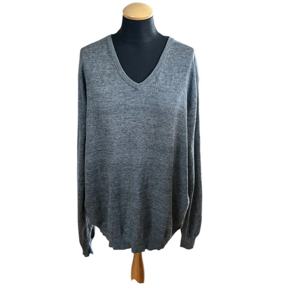 J. Crew Men’s Sweater Rugged Cotton V-Neck Pullover Gray Size XL